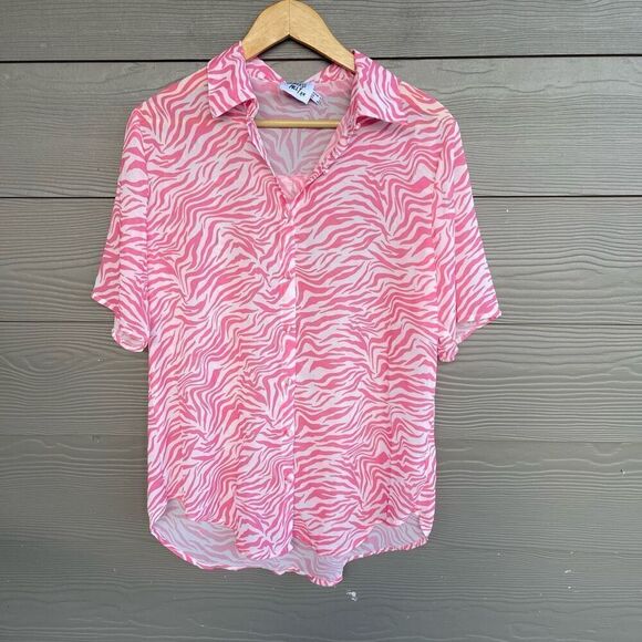 Princess Polly ZIGGY SHORT SLEEVE SHIRT PINK - Picture 2 of 9